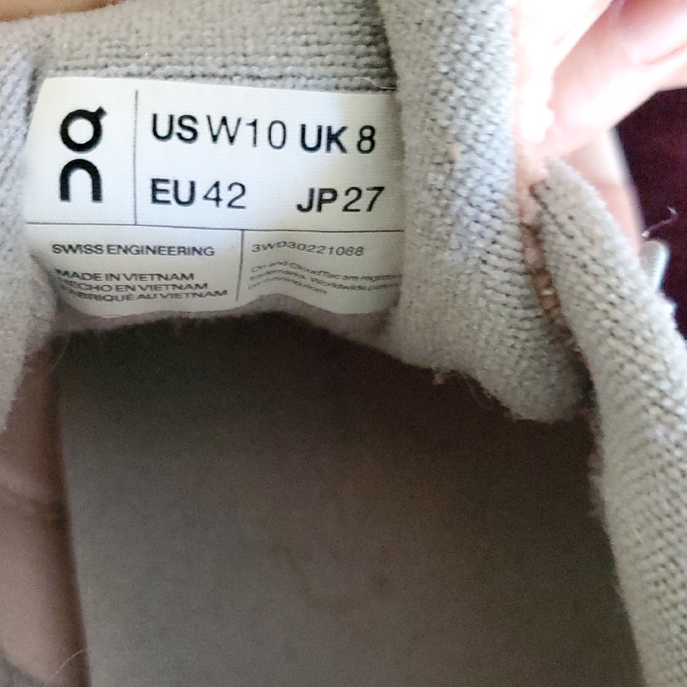 On Running Blush and Light Gray Athletic Shoes - Picture 4 of 7